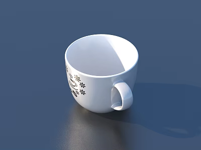 Stylish Tableware Set With White Ceramic Mug And Snowflake Pattern 3d model