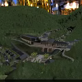 Aerial View Planning of Resort Complex With Forest Surroundings and Illuminated Buildings