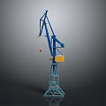 Blue Industrial Construction Crane With Tall Tower Boom And Stable Base Design