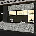 Elegant Modern Sideboard With Wood Grain Glass Doors Wine Bottles And Coffee Machine