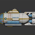 Pioneer 23 Spacecraft 3D Model With Transparent Cockpit And Blue Yellow Design