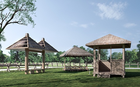 thatched pavilion landscape pavilion thatched house 3d model