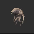 Bandaged Humanoid Creature 3D Model With Bulbous Head Crouching Pose And Long Arms