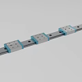 Industrial Equipment Linear Guide Rail Featuring Multiple Blue Sliders and Metal Mounting Holes