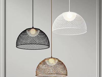 Modern Hemispherical Pendant Lights With Mesh Design In Black White And Gold Tones 3d model