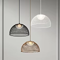 Modern Hemispherical Pendant Lights With Mesh Design In Black White And Gold Tones