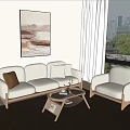 Nordic Sofa Coffee Table Combination 3d model