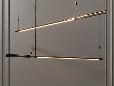 Modern Linear Hanging Pendant Lights With Metal Frame And Illuminated Design 3d model