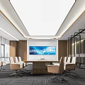 Modern Meeting Room Conference Table and Chair Combination Projection Curtain Movable Conference Table Carpet Multifunctional Meeting Room 3d model