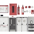 Modern fire appliances fire extinguisher fire door 3d model