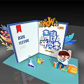 Vibrant Back to School Book Festival With Kid Schoolbag Stationery Globe And Open Book