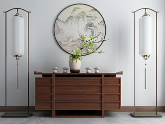 New Chinese-style Side Cabinet End View Cabinet Combination 3d model