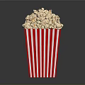 Delicious Fresh Popcorn Snack in Red and White Striped Paper Bucket