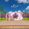 Peach blossom clock-in landscape sketch 3d model