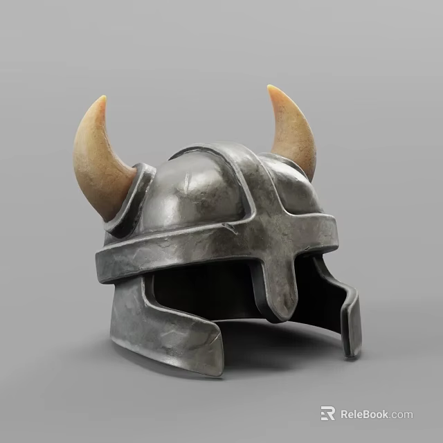 Ancient Warrior Weapon Metal Horned Helmet with Medieval Battle Armor Design 3d model 