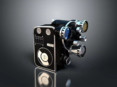 Vintage Retro Film Projector Electronic Device With Multiple Lenses And Control Knobs 3d model