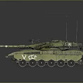 Modern Military Main Battle Tank With Camouflage Paint Main Cannon And Tracks