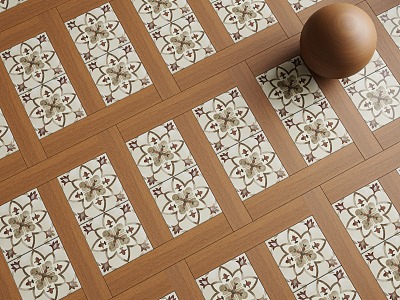 French Retro Floor Tile Middle Wood Floor 3d model