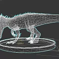 Ferocious Reptile Dinosaur 3D Model With Open Mouth Sharp Teeth And Spiked Back