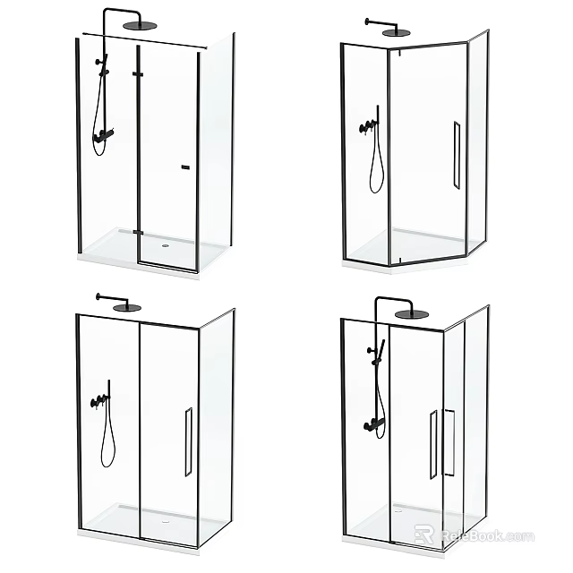 Modern Shower Sauna Interior Design With Glass Enclosure Multiple Styles And Structures 3d model 