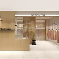 Modern Clothing Store Interior With Dresses On Display Racks Cashier Counter And Bright Lighting