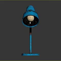 Blue Industrial Table Lamp With Tilted Shade And Round Base Design