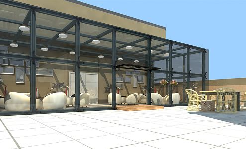 Modern sun room roof garden 3d model