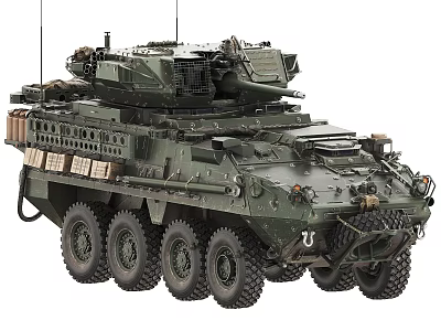 Modern Military Wheeled Tank With Advanced Weapon System And Equipment 3d model