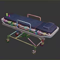Medical Stretcher Trolley With Blue Mattress And Wheels For Hospital Use