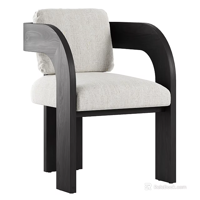 Comfortable Modern Accent Chair With Wooden Frame And Light Fabric Upholstery 3d model 