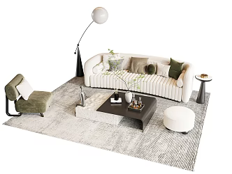 Modern sofa coffee table combination 3d model
