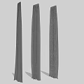 Three Long Gray Textured Fabric Curtains with Floor Length Design 3d model