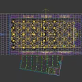 Elegant Spacious Banquet Hall With Round Tables Geometric Ceiling And Stage Setup
