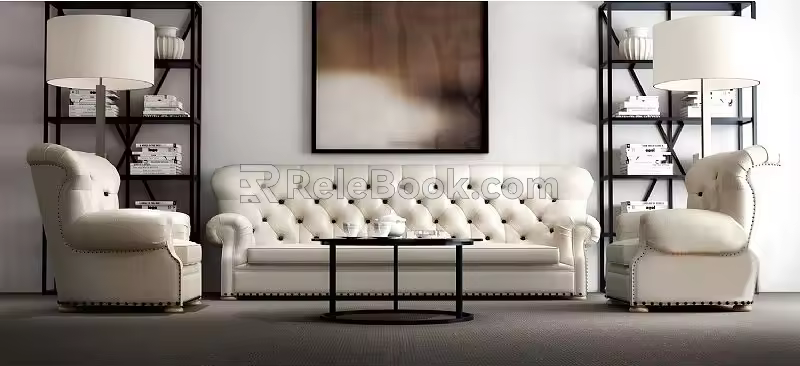Sofa coffee table combination 3d model