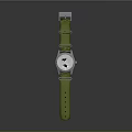 Fashionable Watch Accessory With Green Strap White Dial Black Star Design And Metal Buckle
