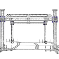 Industrial Equipment Metal Frame Structure Featuring Steel Beams And Support Pillars