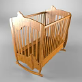 Natural Wooden Baby Crib with Rocking Structure and Classic Traditional Design