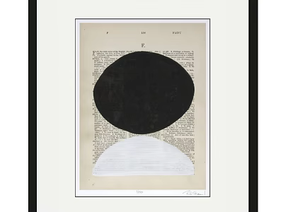 Artwork Featuring Black Circle White Semicircle On Book Page Text 3d model