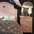 Pink Children's Bed with Heart Shaped Headboard Canopy Star Lights Nightstands and Cozy Bedding