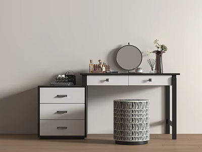 Modern Makeup Table Makeup Stool Combination 3d model