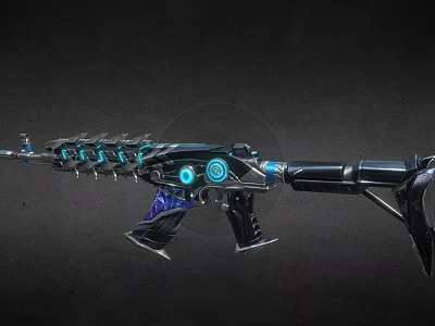 Futuristic Sci Fi Rifle With Blue Glowing Elements Black Metallic Design And Mechanical Details 3d model