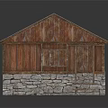 Rustic Residential House With Rusted Metal Roof And Stone Wooden Walls