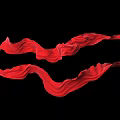 Red Fabric Sculpture With Flowing Forms Against Black Background Artistic Design 3d model