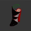 Fashionable Unique High Heel Shoes With Black Red Spliced Design And Chain Decoration