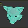 Game Movie Character White Wolf Head Mask With Sharp Ears Fierce Expression Smooth Surface 3d model