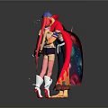 Game And Movie Characters Blue Hair Male With Red Cape And Pink Haired Female