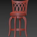 Modern Wooden Bar Stool With Lattice Backrest And White Padded Seat