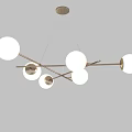 Modern Chandelier Design Featuring Spherical White Lights And Crossed Metal Rods