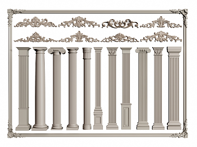 European Roman Column Roman Column Carved Column Gypsum Carved Gypsum Line model