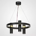 Modern Black Chandelier With Circular Frame And Gold Accent Light Columns 3d model